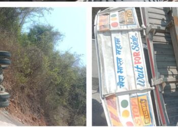 घोणसे घाटात सिमेंटच्या ट्रकला भीषण अपघात