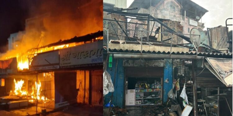 नागोठण्यात भीषण आग; तीन दुकाने जळून खाक