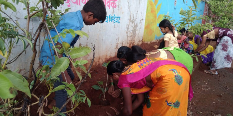 झुगरेवाडी शाळेत पर्यावरणपूरक प्रवेशोत्सव