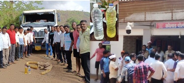 अंबा नदी प्रदूषित करणारा टँकर पकडला