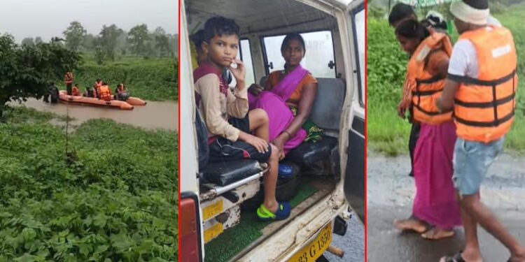 एनडीआरफच्या जवानानी केली गरोदर महिलेची सुटका