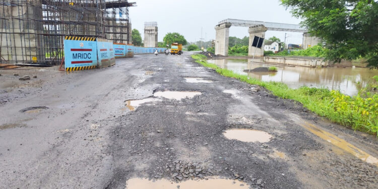 रोहा-नागोठणे रस्ता खड्ड्यात