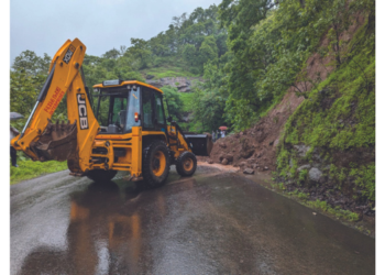 भिसे खिंडीत दरड कोसळली