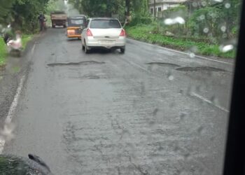 वडखळ-अलिबाग रस्त्यावरील खड्ड्यांना