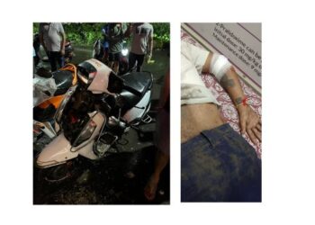 भरधाव कारची पाच मोटारसायकलला धडक; तीघे गंभीर जखमी