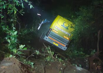 कोंझर घाटात बस कोसळली; सर्व प्रवासी सुखरूप