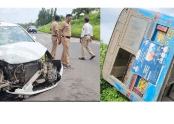 पालीनजिक एनसीसी विद्यार्थ्यांच्या बसला भीषण अपघात