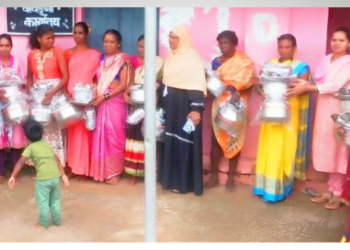 आदिवासी समाजाला भांडी वाटप