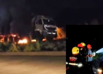 मुंबई – गोवा महामार्गावर टँकरने घेतला पेट