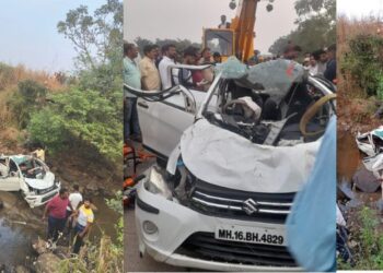कार नदीत कोसळून दोन ठार