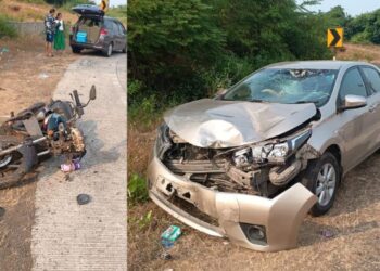 मोटारसायकल आणि दोन कारमध्ये अपघात; तीन जण जखमी