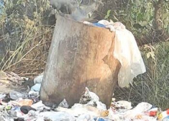 रस्त्याच्या कडेला कचर्‍याचा ढिगारा