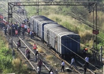 मालगाडीचे दोन डबे घसरले