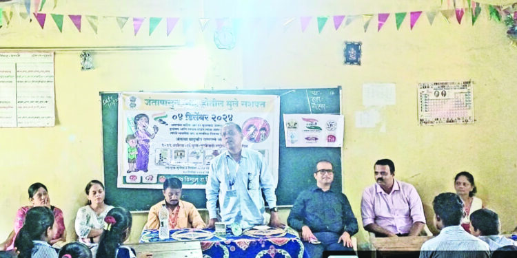 चाणजे येथे राष्ट्रीय जंतनाशक मोहिमेचे उद्घाटन