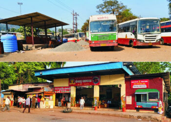 पोलादपूर बसस्थानकामध्ये गाड्यांची दाटीवाटी