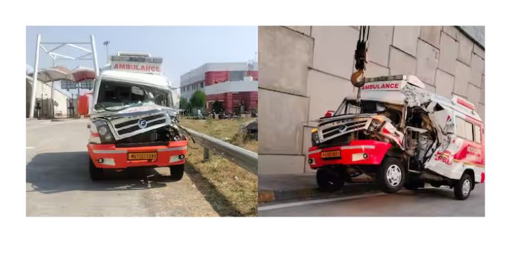 रुग्णास घेऊन जाणाऱ्या रुग्णवाहिकेचा भीषण अपघात; दोघांचा मृत्यू