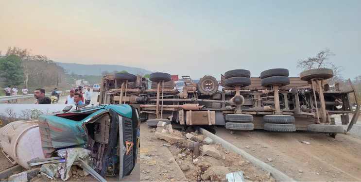 सुकेळी खिंडीत ट्रेलर पलटी; वाहनचालक जखमी