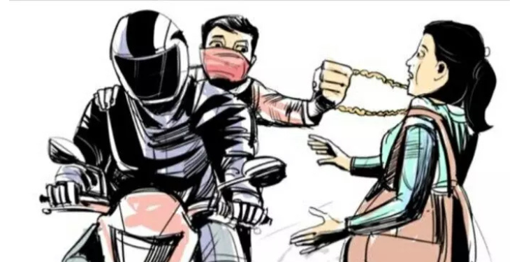 सोनसाखळी चोराकडून महिलेवर दगडाने हल्ला