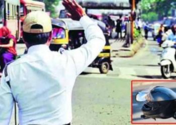 विनाहेल्मेट दुचाकीस्वारांवर कारवाई