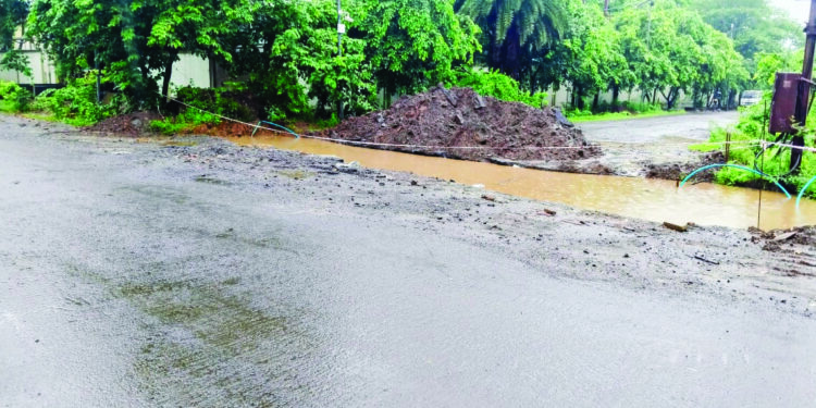 धाटाव औद्योगिक वसाहतीच्या रस्त्याला ग्रहण