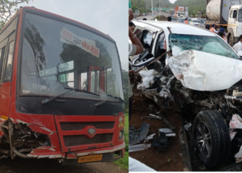 फॉर्च्युनरची एसटी बसला धडक