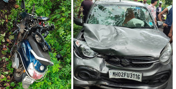 नेरळ- कळंब रस्त्यावर कारची दुचाकीला धडक; दोघांचा मृत्यू