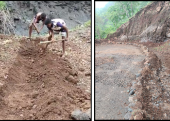 तुंगी गावातील तरुणांचे श्रमदान