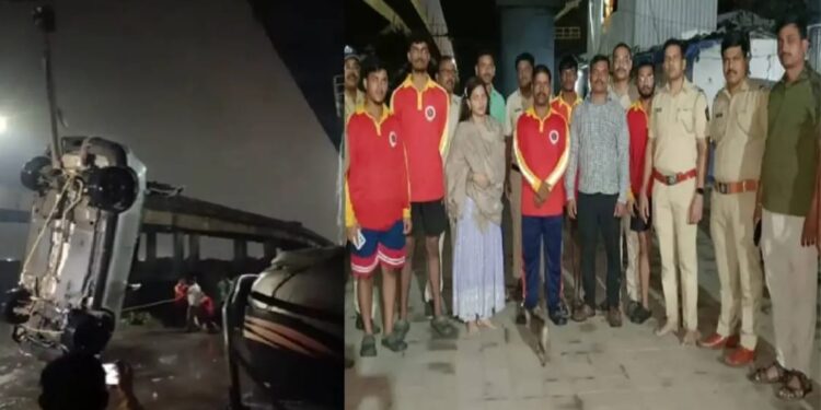 गुगल मॅपच्या नादात कार पडली खाडीत