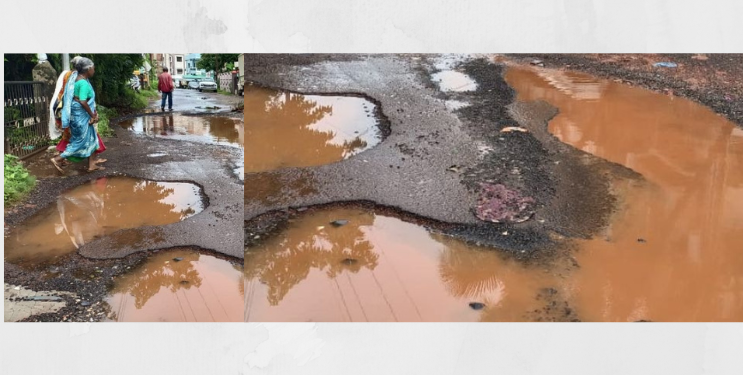 पटवर्धनवाडी रस्त्याला तलावाचे स्वरूप