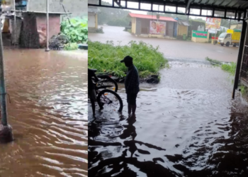 रामराजमधील बाजारपेठ भरली पाण्याने