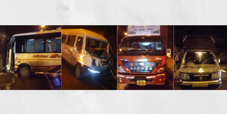 मुंबई-पुणे एक्सप्रेसवेवर सहा वाहने घसरून अपघात