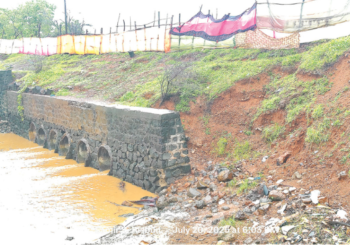 शेखाडी पुलाचा कठडा कोसळला