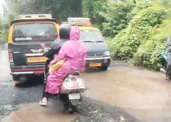 अलिबाग-पेण रस्ता खड्ड्यात