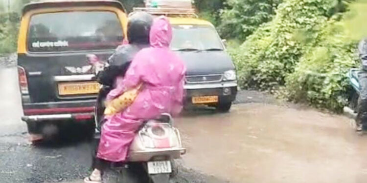 अलिबाग-पेण रस्ता खड्ड्यात