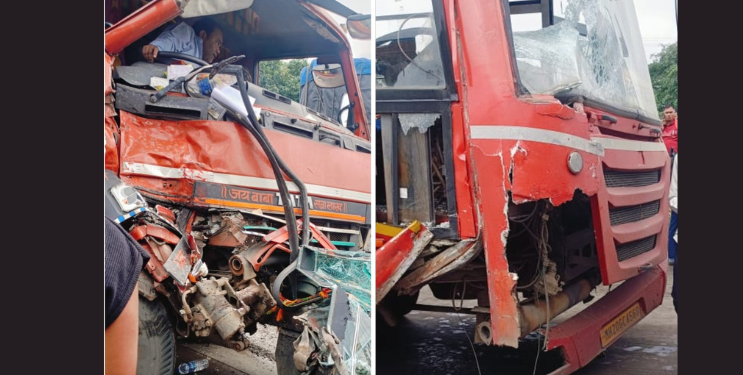 कोलेटी येथे एसटी बसची टेम्पोला धडक; टेम्पो चालक जखमी