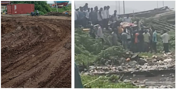 अंत्यविधीसाठी जाणाऱ्या गावकऱ्यांची वाट बिकट