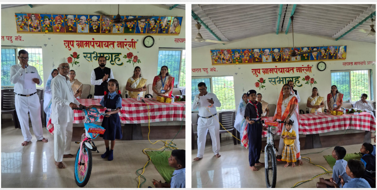 नारंगी येथे विद्यार्थ्यांना सायकल, गणवेश वाटप