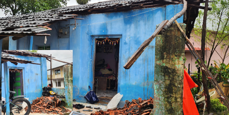 पावसाचा कहर! बेणसे येथे घर कोसळले