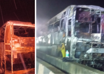 कशेडी घाटात टायर फुटताच खासगी बसने घेतला पेट