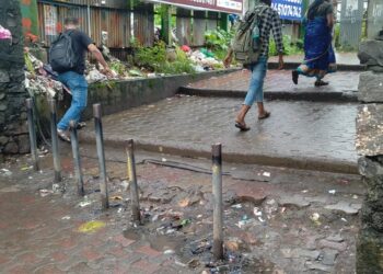 रेल्वे स्थानक परिसरात कचऱ्याचा डोंगर