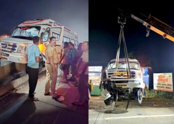 मुंबई- गोवा महामार्गावर ट्रॅव्हलर मिनी बसला अपघात