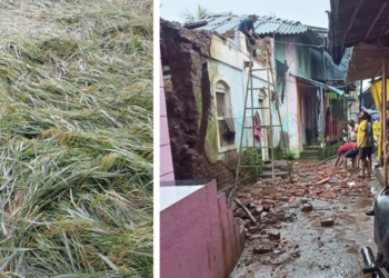 उरणमध्ये घरांची पडझड