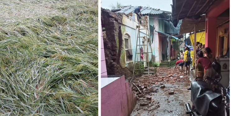 उरणमध्ये घरांची पडझड