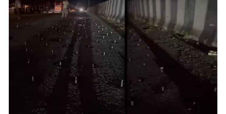 समृद्धी महामार्गावर ठोकले शेकडो खिळे; मध्यरात्री पंक्चर गाड्यांची रीघ