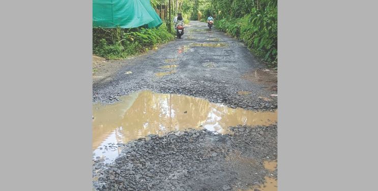 चौल-आग्राव रस्ता खड्ड्यात