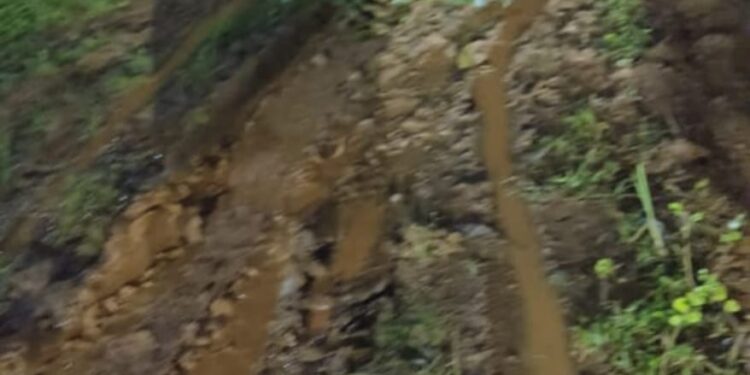 कोकबन येथील रस्ता चिखलात