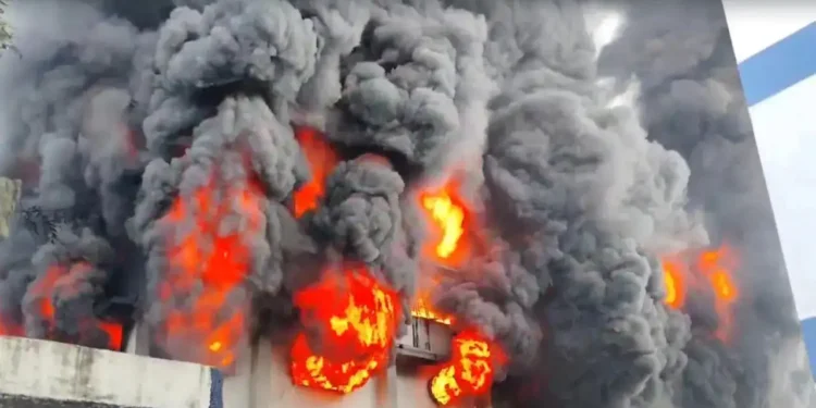 भिवंडीच्या सरवली एमआयडीसीत भीषण आग