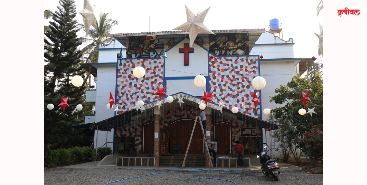 नाताळ निमित्त रोषणायीसह सजावटीची तयारी