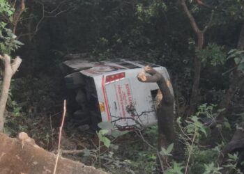 आंबा घाटात खाजगी बस दरीत कोसळली