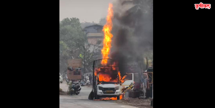 पेण- वाशी नाका येथे सिलेंडर गाडीला भीषण आग